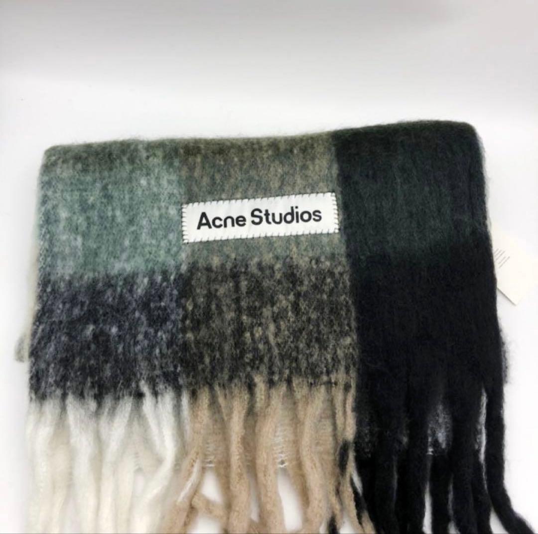 Acne Studios チェック柄マフラー グレー系