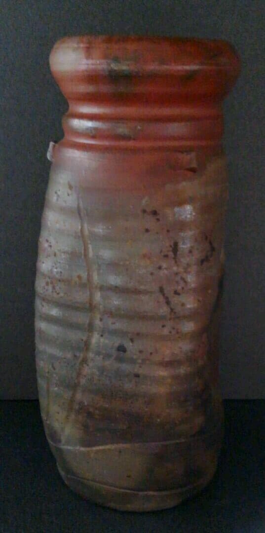 備前焼　木村陶峰作　窯変　ぼた餅　 花瓶　花入れ　共箱