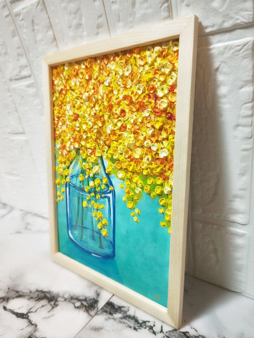 油絵 絵画 フサアカシア【A4】