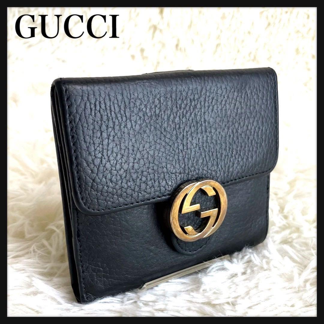 人気✨GUCCI Wホック財布　インターロッキング GG レザー　二つ折り財布