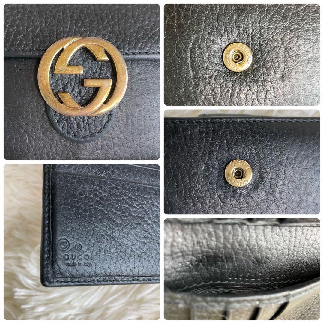 人気✨GUCCI Wホック財布　インターロッキング GG レザー　二つ折り財布