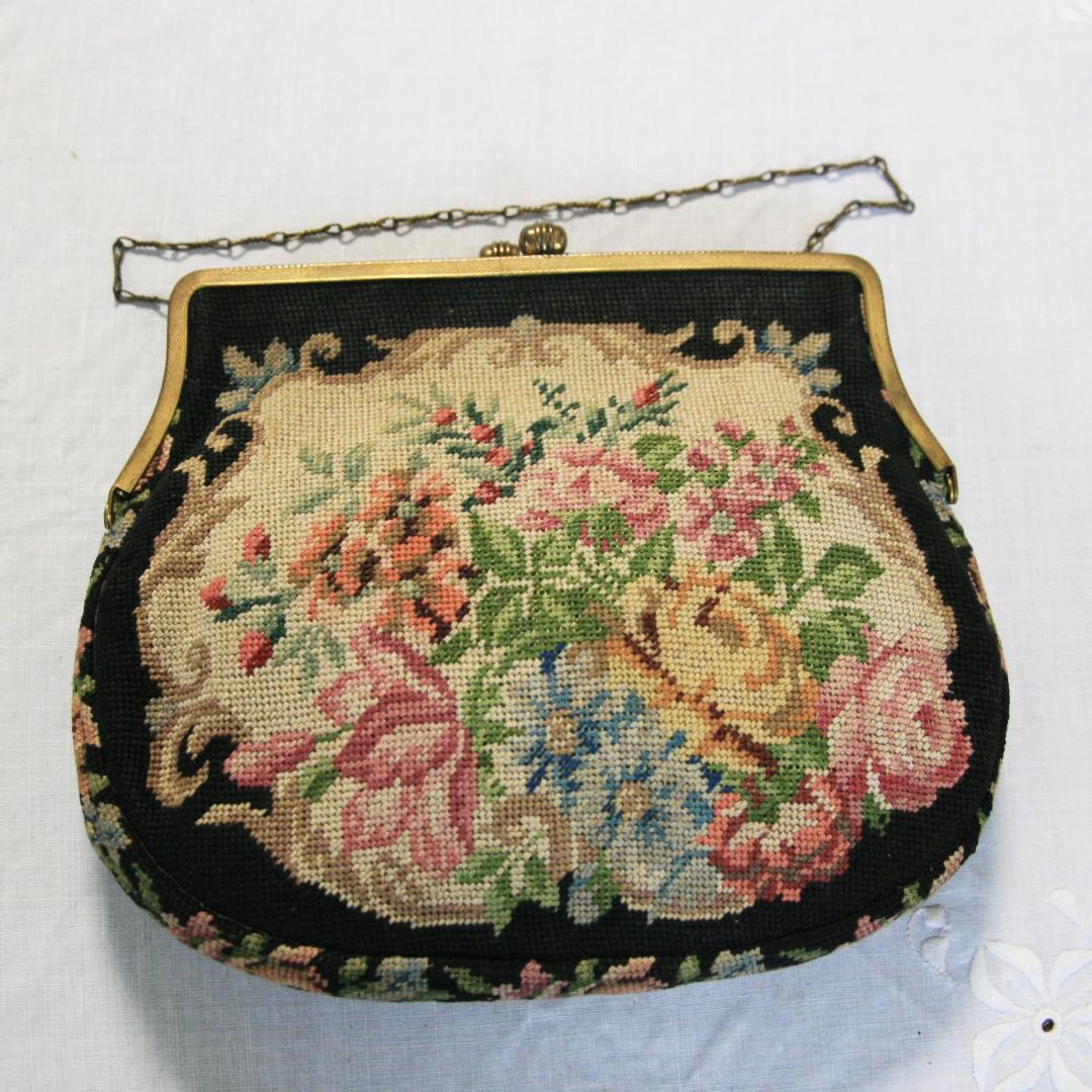 プチポワン アンティーク バッグ シルク