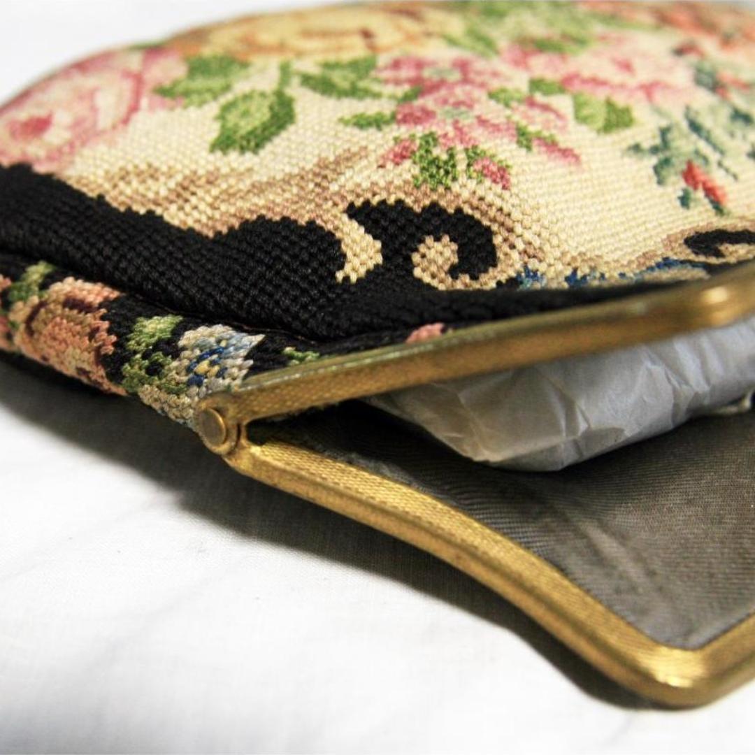 プチポワン アンティーク バッグ シルク