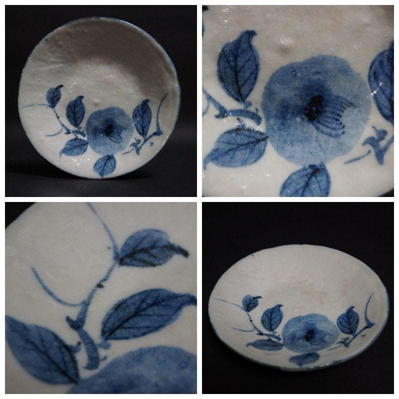 染付 銘々皿 五枚セット『花文』箱付 懐石道具 茶道具