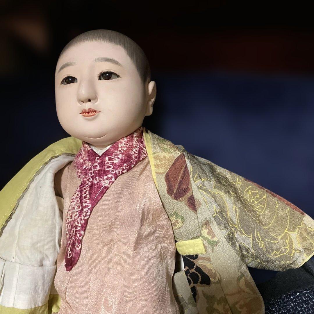 市松人形　睫毛のある男の子　東光　１２号　４３ｃｍ位　難あり