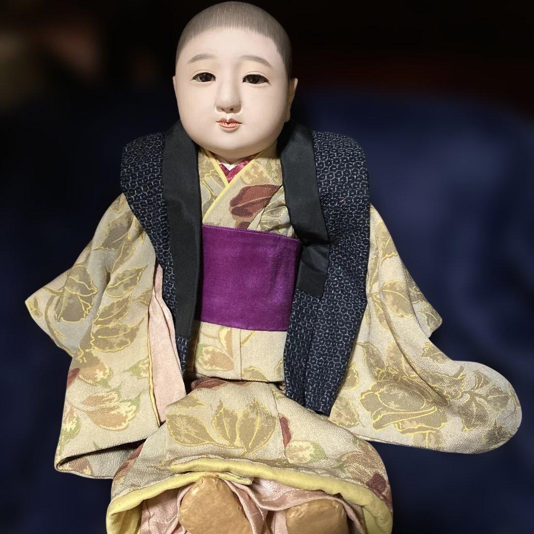 市松人形　睫毛のある男の子　東光　１２号　４３ｃｍ位　難あり