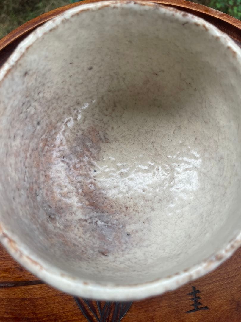 新品　萩焼　時司作　灰色の丸型茶碗と木製箱　説明書　共箱付　茶道　お茶碗