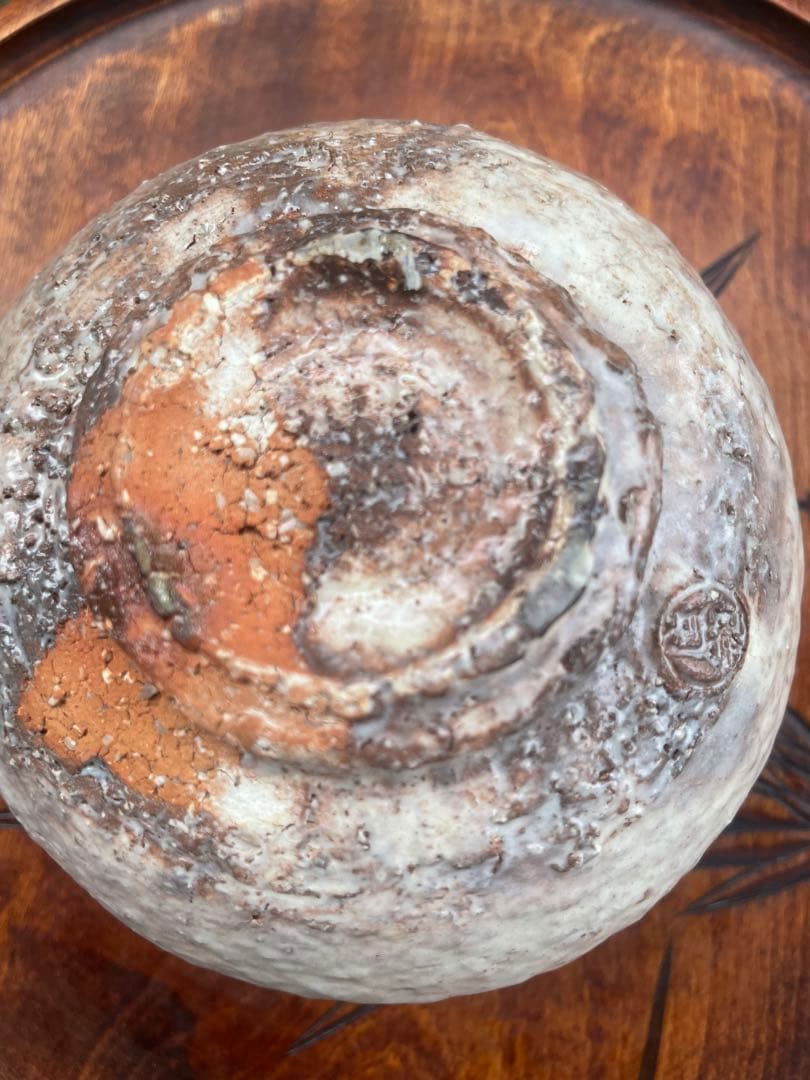 新品　萩焼　時司作　灰色の丸型茶碗と木製箱　説明書　共箱付　茶道　お茶碗