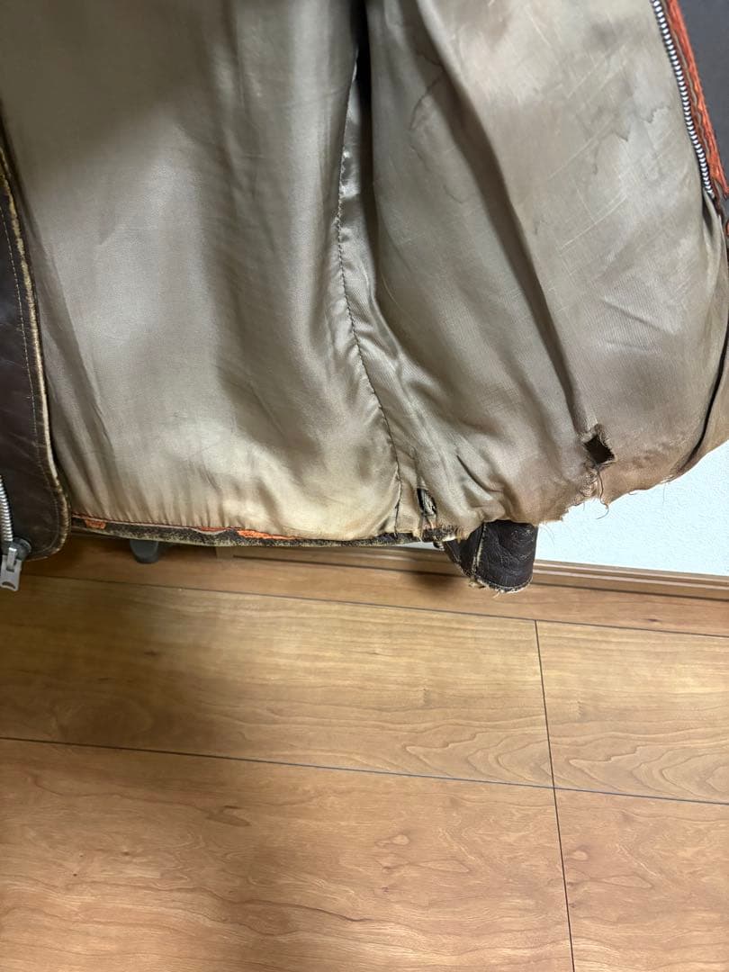 Schott シングルライダース　ブラウン　ベージュジッパー　ヴィンテージ　38