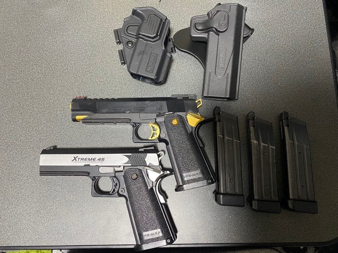 東京マルイハイキャパゴールドマッチとエクストリームとマガジンホルスター エアガン