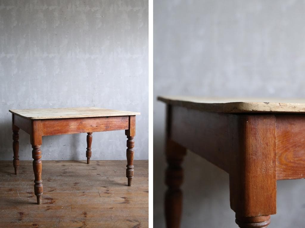 イギリスアンティーク◇オールドパイン古木ダイニングテーブル/木製机(72-76)