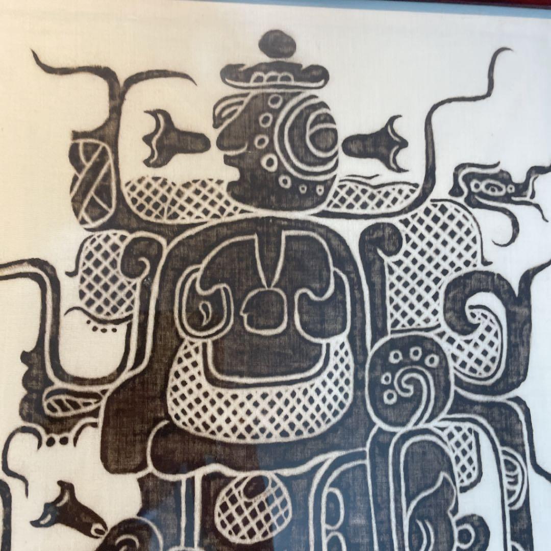 【美品】パレンケ メキシコ 布絵 チャク神