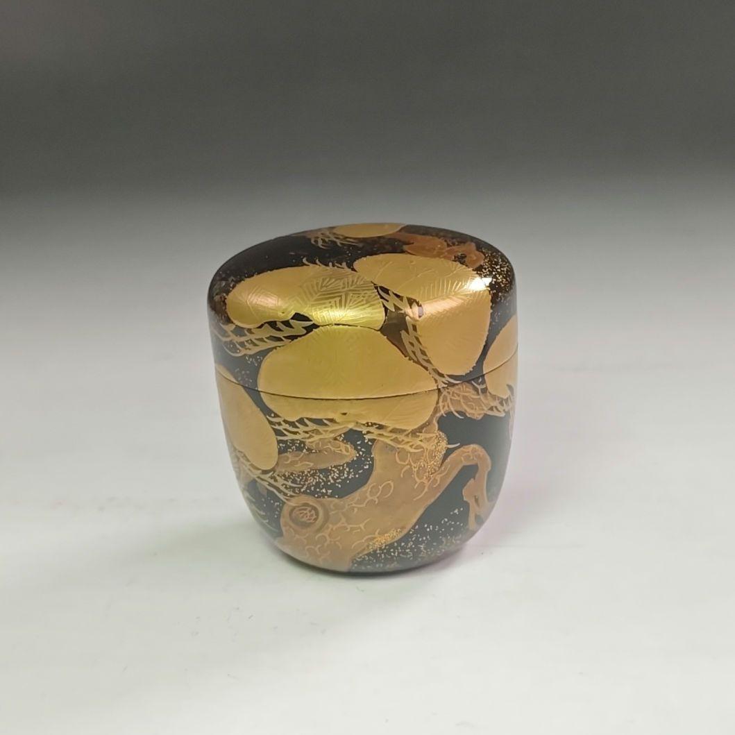 ウ223 棗『塗師　川瀬表完』『松金蒔絵　棗　共箱』漆塗　茶道具