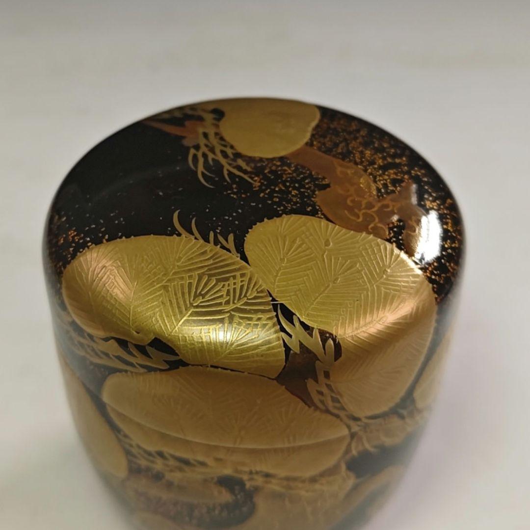 ウ223 棗『塗師　川瀬表完』『松金蒔絵　棗　共箱』漆塗　茶道具