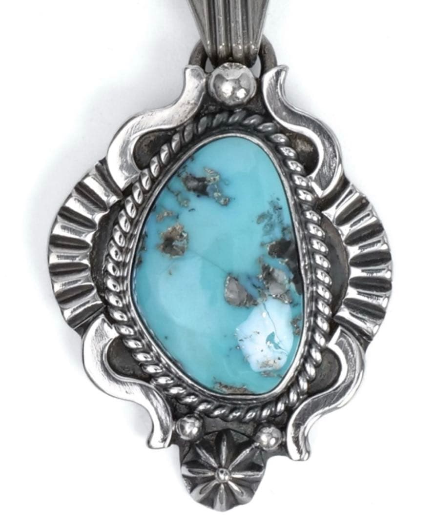 ターコイズ シルバー ペンダントトップ　 ナバホ族 チェーンセット　ネックレス