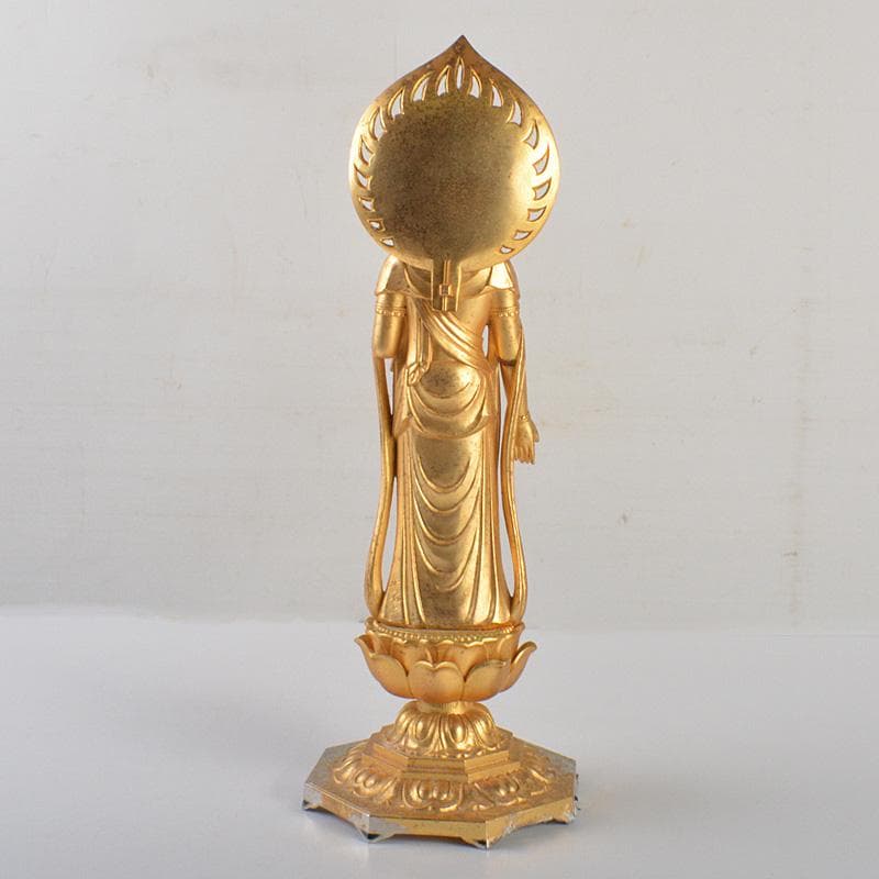 仏教美術　古銅鍍金　観音菩薩像　仏像　置物　重さ約2.8㎏　C　6584