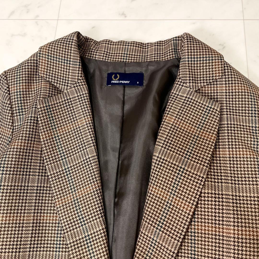 【未使用級】フレッドペリー チェスターコート チェック 8 M ブラウン
