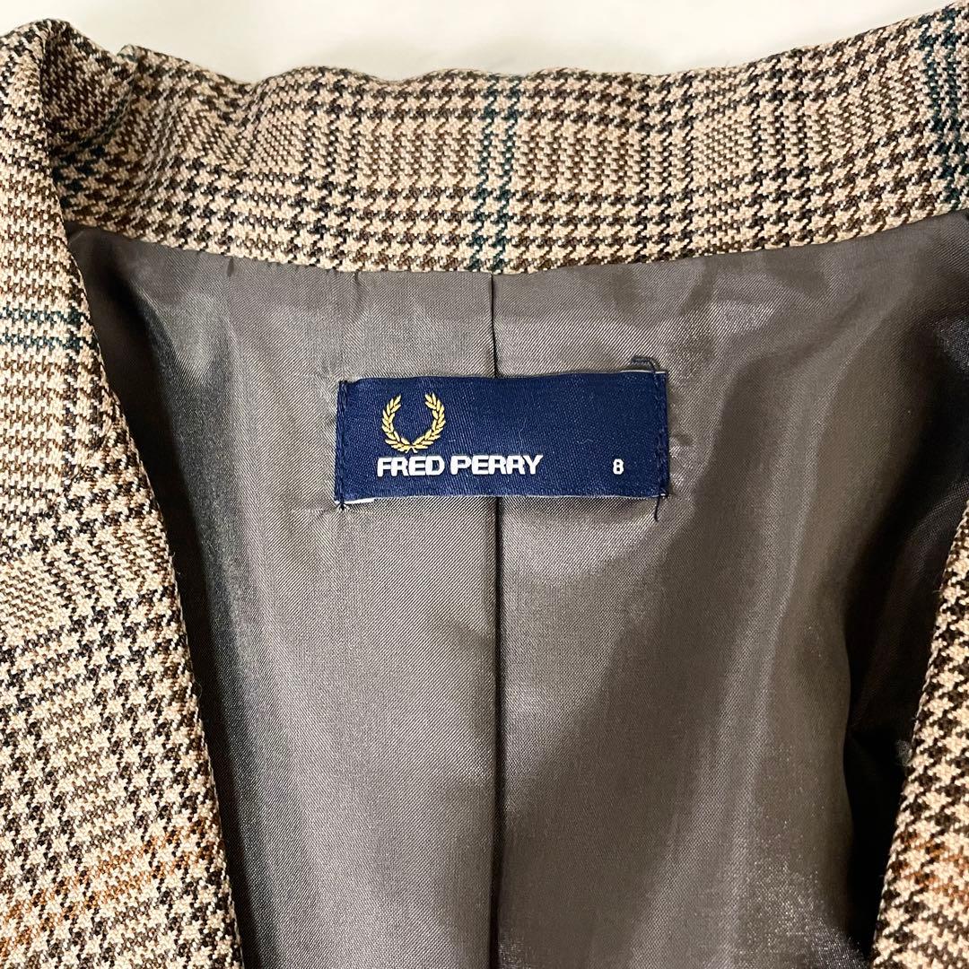 【未使用級】フレッドペリー チェスターコート チェック 8 M ブラウン