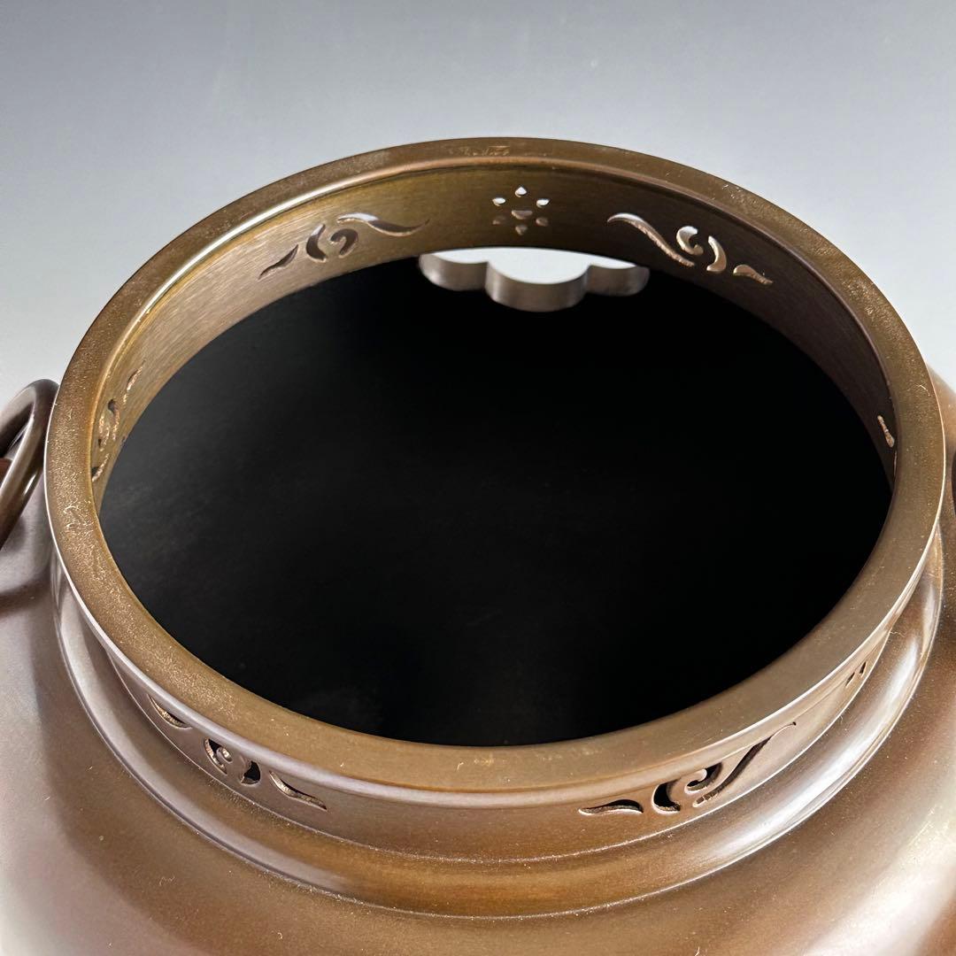 茶道具　唐銅　切掛　鬼面風炉　平丸釜添　加藤恵造　共箱　未使用　風炉　釜　稽古