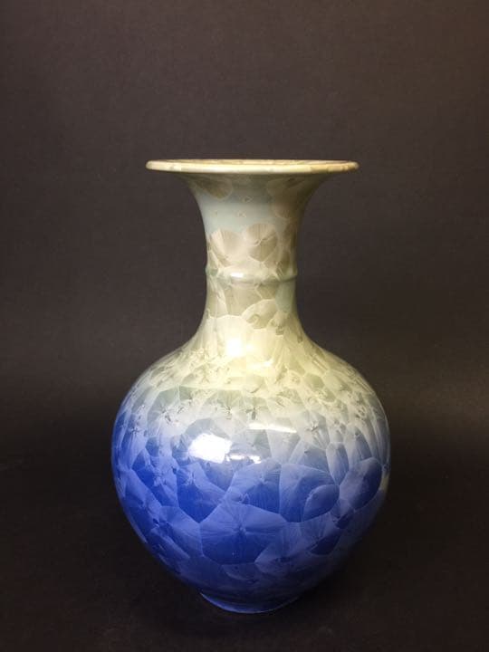 結晶花瓶 中国景徳鎮製 四文字篆書落款