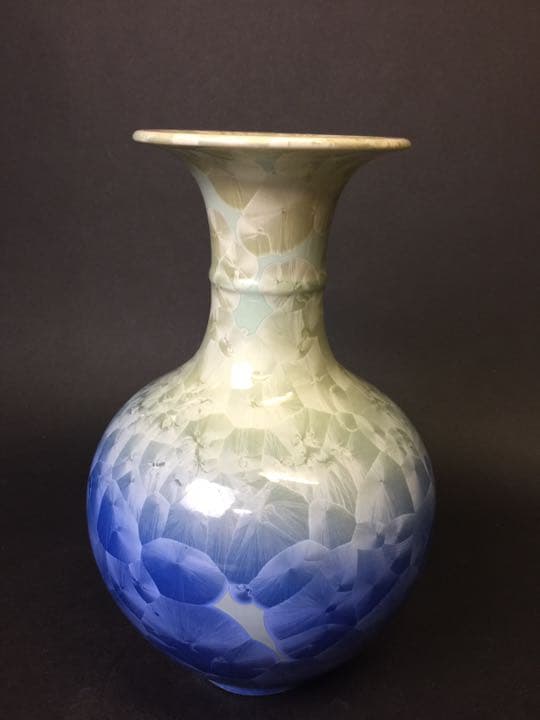 結晶花瓶 中国景徳鎮製 四文字篆書落款