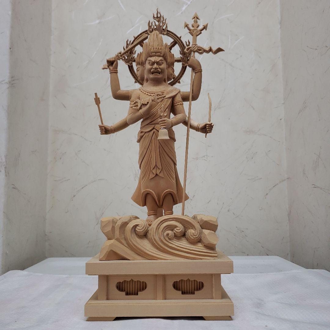 Ｂフライデー蔵出し特価仏像★ヒバ材 三宝荒神像6寸★全高 約35cm