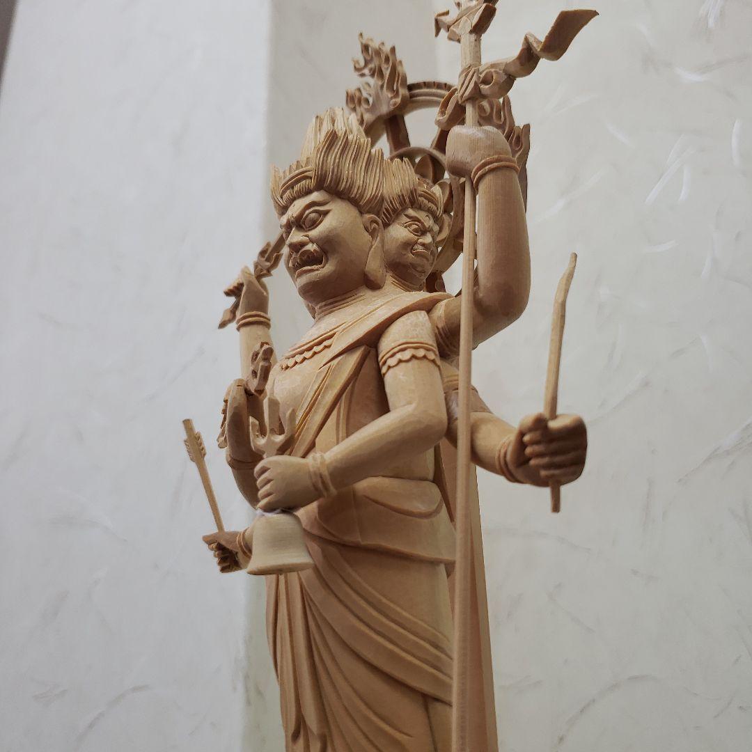 Ｂフライデー蔵出し特価仏像★ヒバ材 三宝荒神像6寸★全高 約35cm