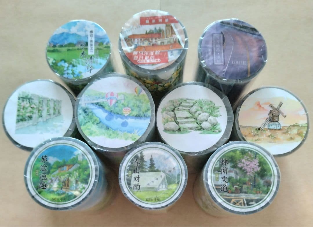 新品まとめ売り☆海外マステ PETテープ 巻き売り 風景・装飾系 10巻セット♡