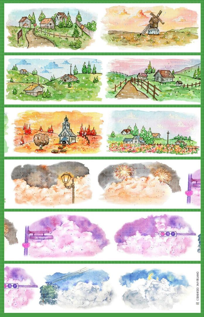 新品まとめ売り☆海外マステ PETテープ 巻き売り 風景・装飾系 10巻セット♡