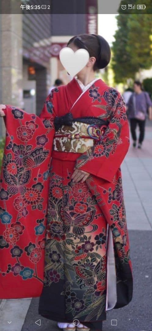 成人式振袖フルセット正絹　型染め　成人式　卒業式