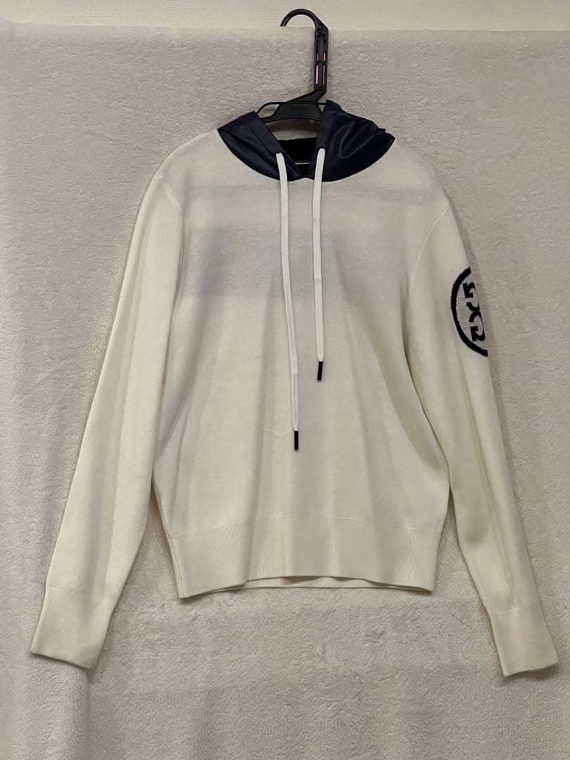 G/FORE フード付きセーター ホワイト・ネイビー