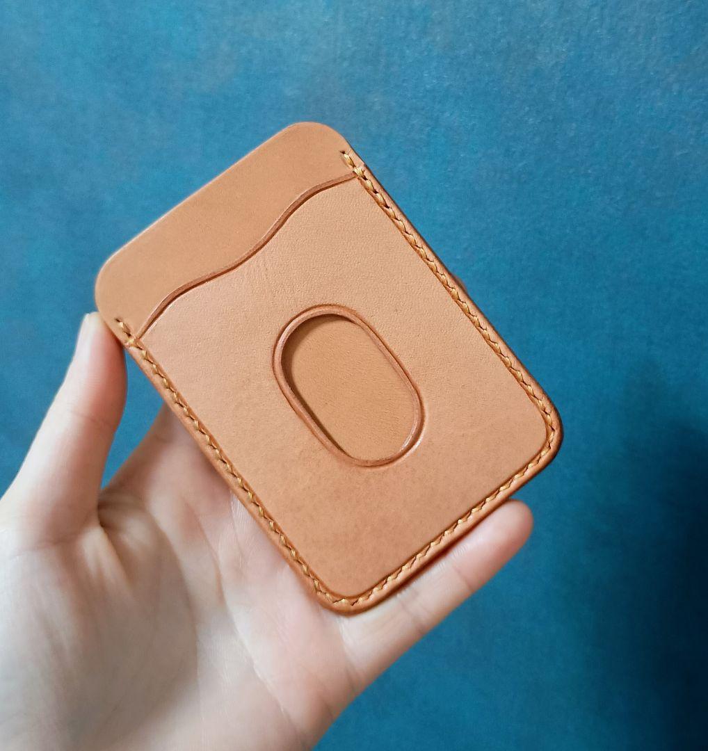 栃木レザーカードケース ヌメ革パスケース 本革 ハンドメイド手縫い