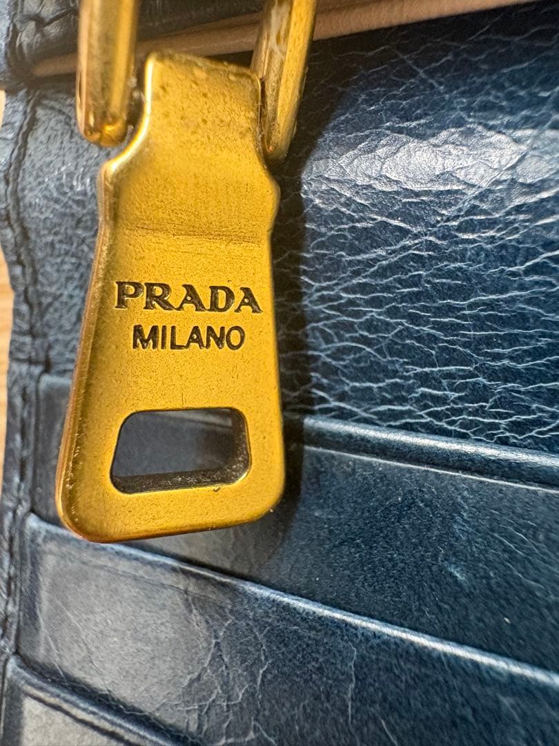 PRADA プラダ 長財布 レザー ブルー 箱付き 正規品　ヴィンテージ