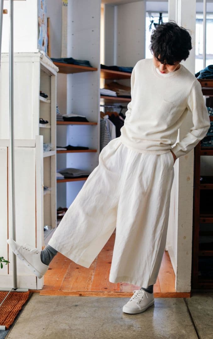 美品ゴーシュ【定価3.8万】リネンコットンカルゼタックパンツ