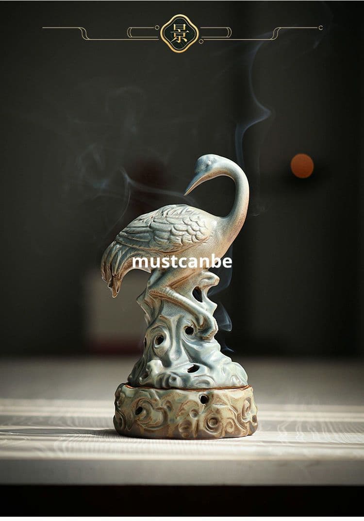 香炉 陶磁器 鶴香炉 室内 書斎 茶室禅香り炉 装飾品 工芸品 置物