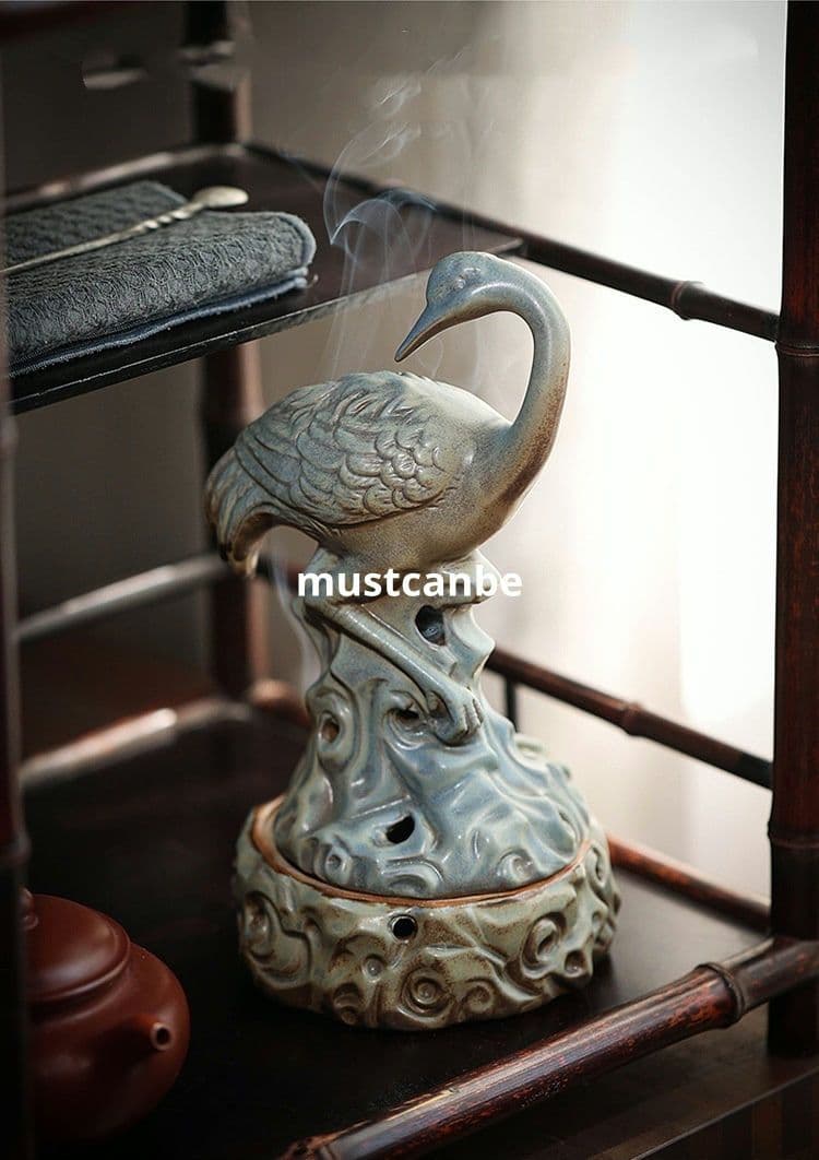 香炉 陶磁器 鶴香炉 室内 書斎 茶室禅香り炉 装飾品 工芸品 置物