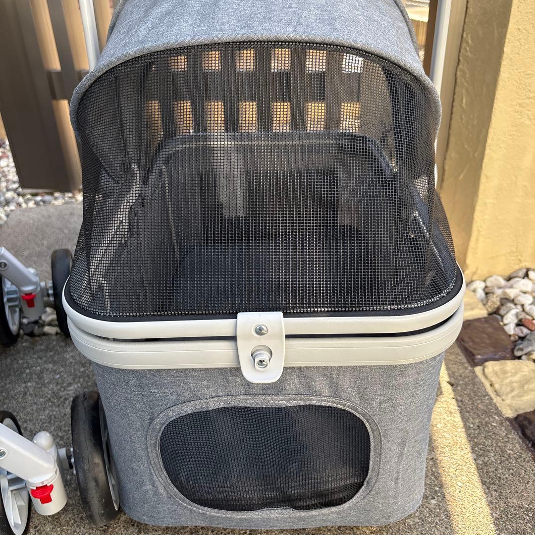 犬用ペットカート グレー 折りたたみ式