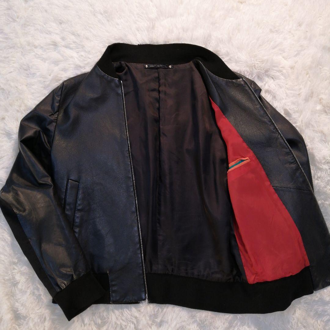 Paul Smith リブ ラムレザー ジャケット ブルゾン サイズL 羊革