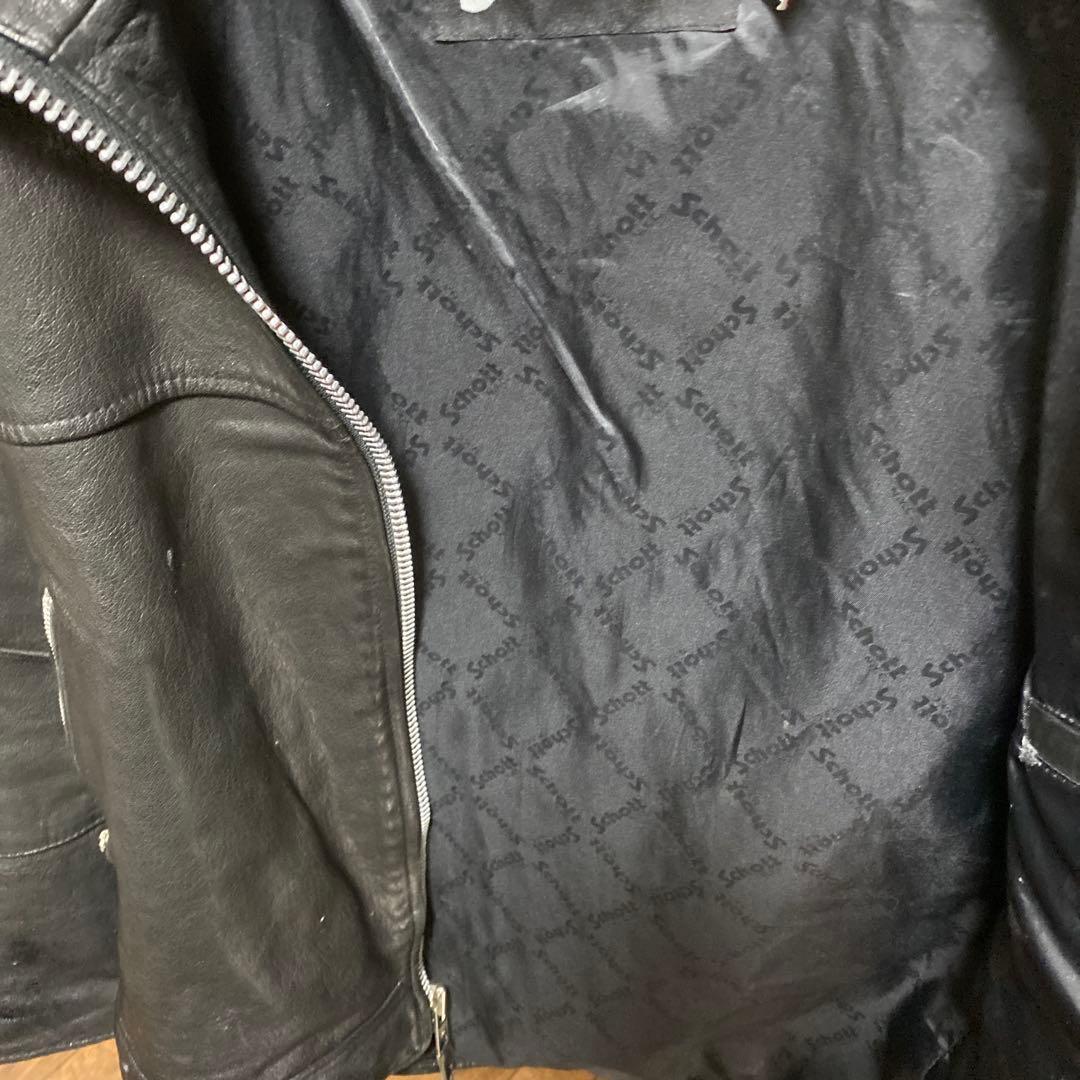 1 Schott フード付きライダース　シープスキン