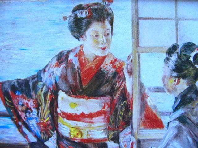 黒田清輝、【舞妓】、年代物・希少な画集画、新品高級額 額装付、状態良好