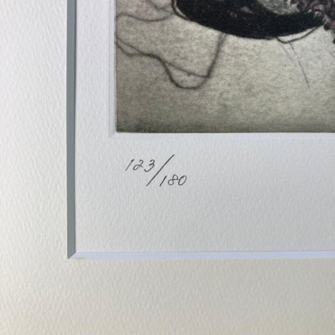 【真作保証】フジ子・ヘミング「「道ばたの椅子」銅版画 直筆サイン 版画