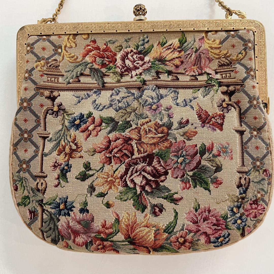 プチポワン刺繍　パーティーバッグ