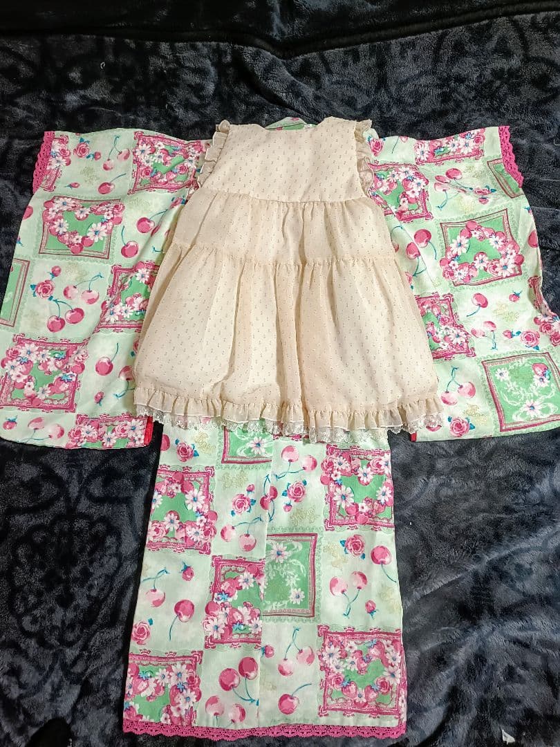 mezzo piano メゾピアノ　3歳　七五三　着物　被布セット　女の子　薄緑