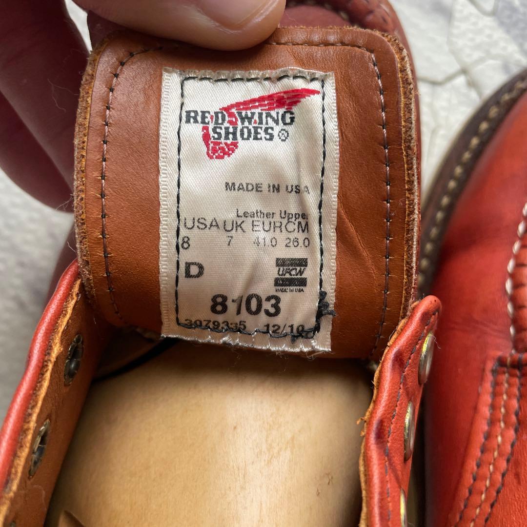 Red Wing Shoes クラシックオックスフォード 8103 26cm 赤