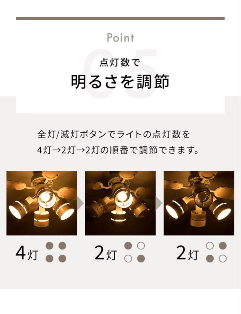 シーリングファン LED対応 リモコン付き 4灯