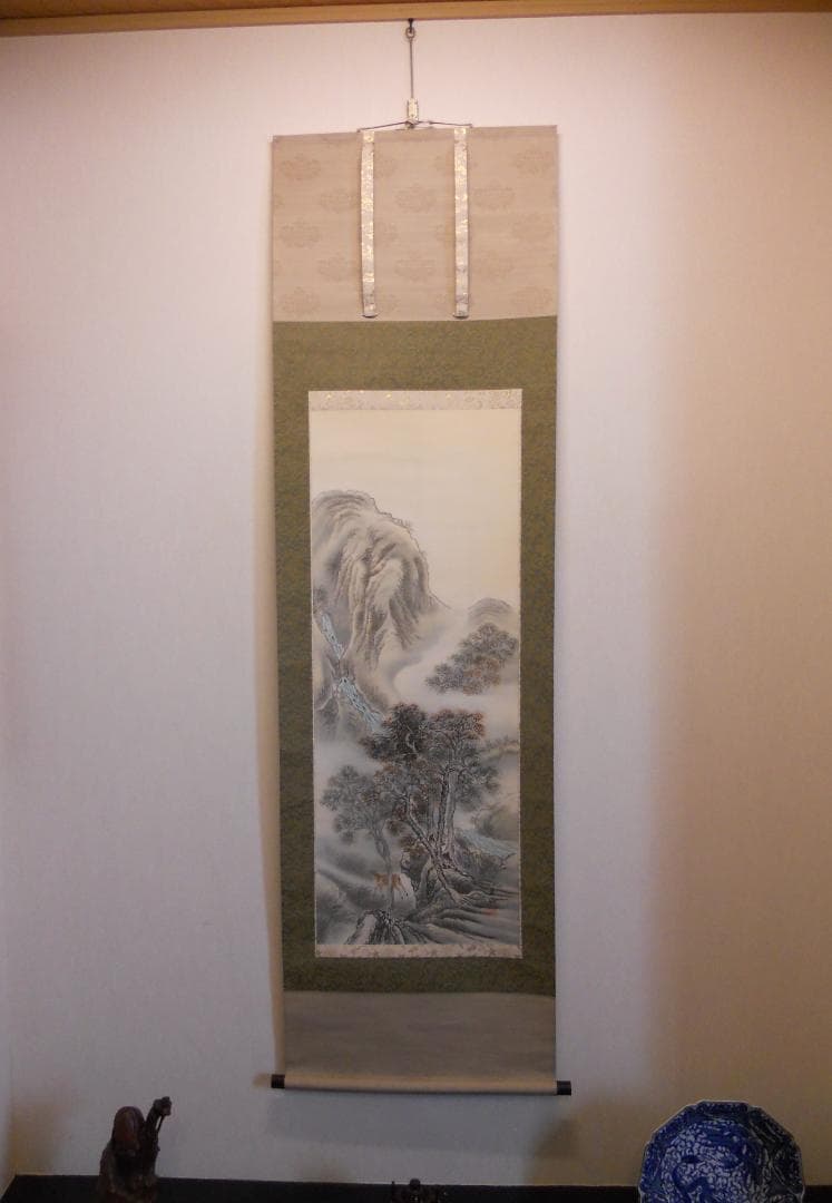 掛け軸 大野英山 秋渓 絹本 希少 軸装 茶道具 掛軸 美品 です。