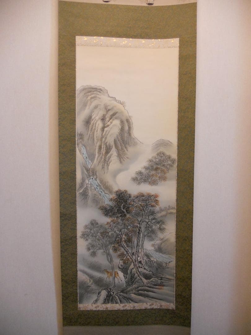 掛け軸 大野英山 秋渓 絹本 希少 軸装 茶道具 掛軸 美品 です。