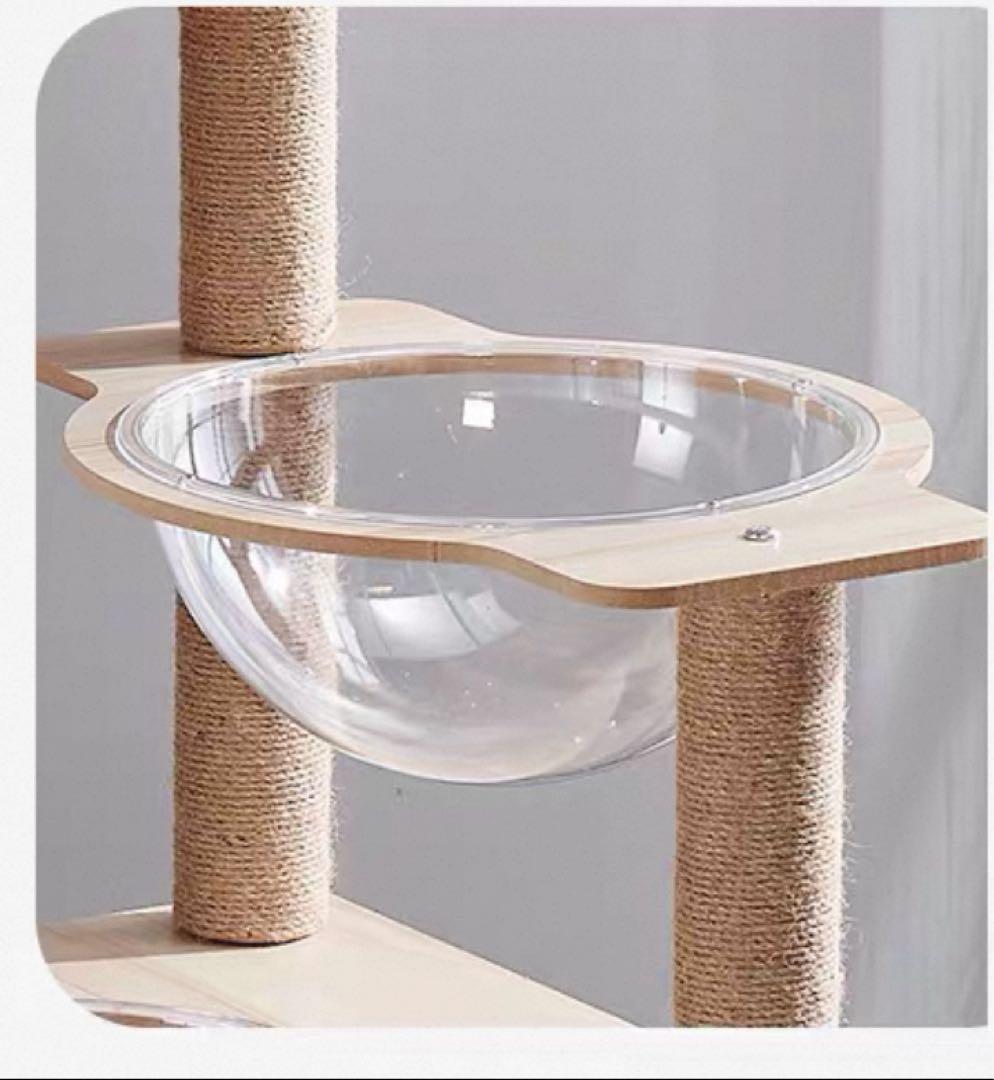 キャットタワー 木製 高さ170cm 宇宙船カプセル 大型猫 据え置き型