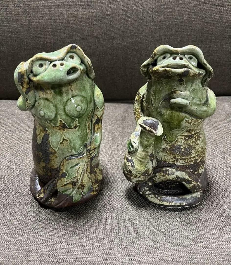 【信楽焼】カッパ夫婦　縁起物　陶器