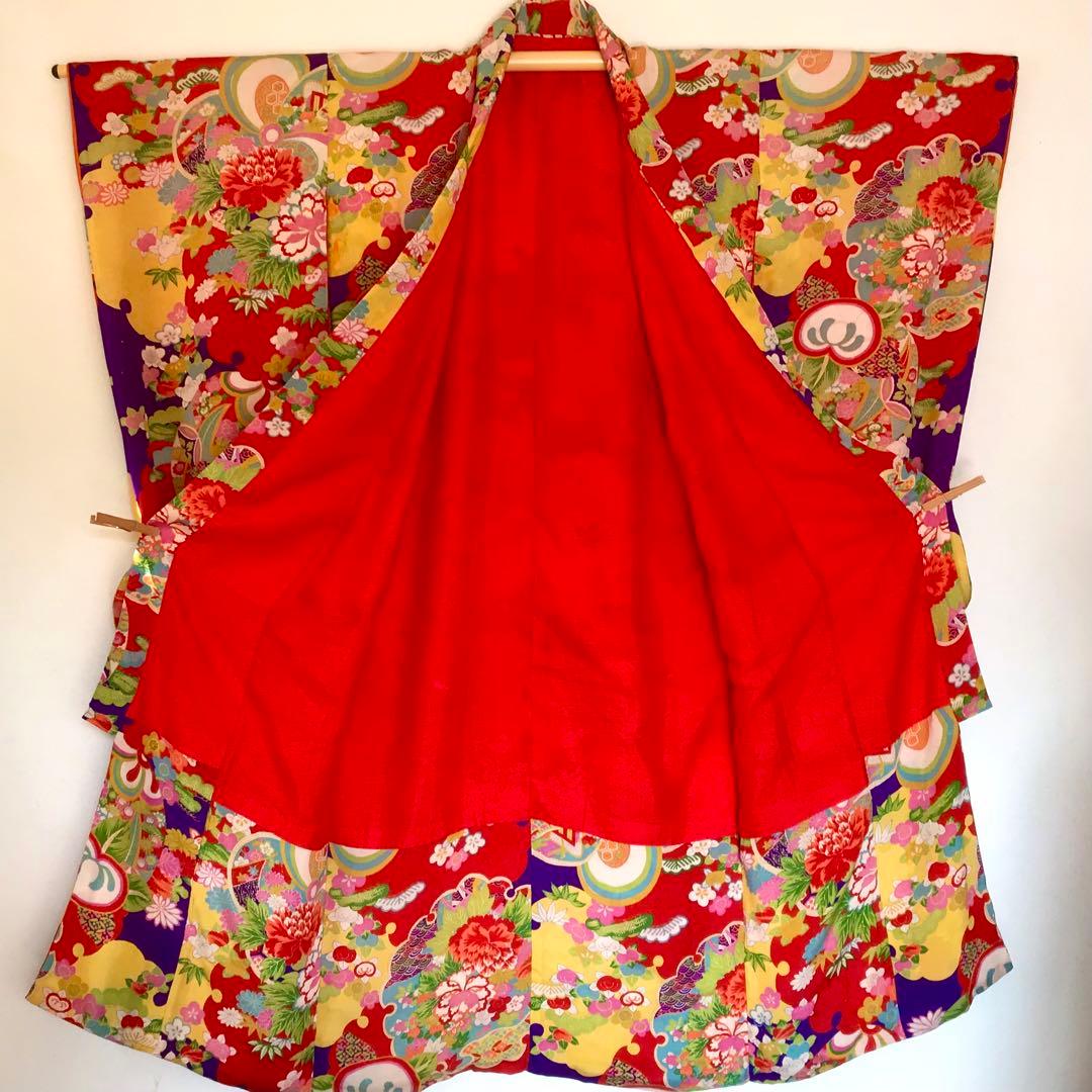正絹 アンティーク着物 女の子 七五三 ◇雪輪 まり 橘 古典柄